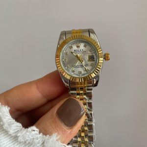 ساعت مچی زنانه رولکس Rolex مدل Datejust دو رنگ نقره‌ای و طلایی
